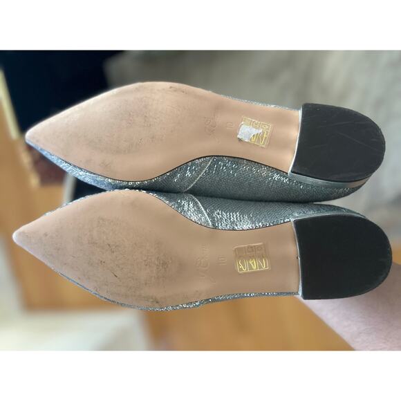 J.Crew Silver Sequin Pointed Toe Ballet Flats - Picture 6 of 7